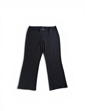 Y2K Ribbed Pants  Women's 3X Rhinestone Ring Hardware Black Pull On Stretchy